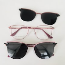 Armação de óculos de grau - Deusiane 2 em 1 cod 6527 - Rose metálico clip on detalhe rose metálico Armação de óculos de grau - Deusiane 2 em 1 cod 6527 - Rose metálico clip on detalhe rose metálico