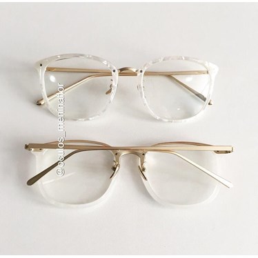 Armação de óculos de grau - DR quadrada - Madre pérola branca