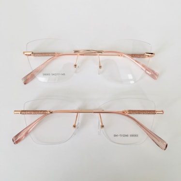 Armação de óculos de grau - Drica 3 pontos cod 8065 - Rose gold brilho rose ponteira rose C6/C7