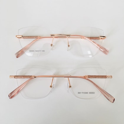 Armação de óculos de grau - Drica 3 pontos cod 8065 - Rose gold brilho rose ponteira rose C6/C7 Armação de óculos de grau - Drica 3 pontos cod 8065 - Rose gold brilho rose ponteira rose C6/C7
