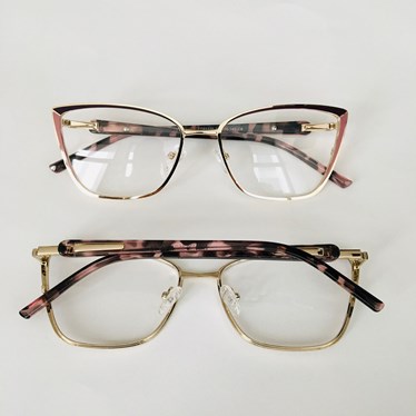 Armação de óculos de grau - Eduarda 85120 - dourado detalhe rose C6