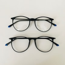 Armação de óculos de grau - Elen Slim fosco 5801 - preto ponteira azul C8 Armação de óculos de grau - Elen Slim fosco 5801 - preto ponteira azul C8