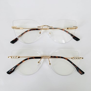 Armação de óculos de grau - Eloise 3 pontos cod 81027 - dourado ponteira animal print c13