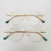 Armação de óculos de grau - Eloise 3 pontos cod 81027 - dourado ponteira transparente detalhe verde C6