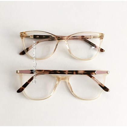 Armação de óculos de grau - Ester - Dourado transparente