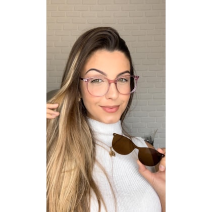 Armação de óculos de grau feminina - Menina Solta 25018 - Rose transparência lente marrom Armação de óculos de grau feminina - Menina Solta 25018 - Rose transparência lente marrom