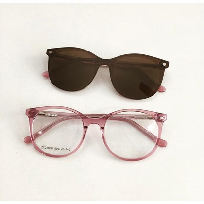 Armação de óculos de grau feminina - Menina Solta 25018 - Rose transparência lente marrom