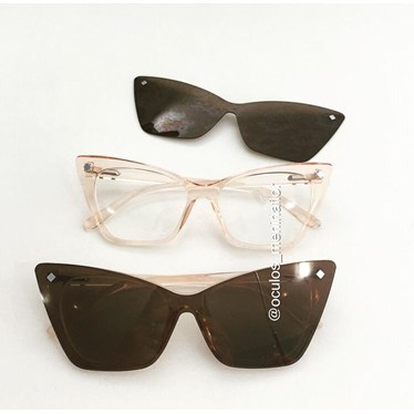 Armação de óculos de grau feminino - Girl Pop 9017 - Rose transparência lente marrom