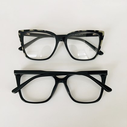 Armação de óculos de grau - Francine 3829 - preto com detalhe animal print Armação de óculos de grau - Francine 3829 - preto com detalhe animal print