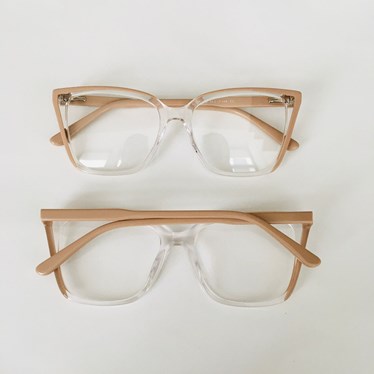 Armação de óculos de grau - Francine 3829 - transparente com detalhe rose