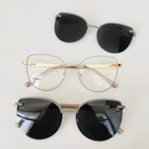 Armação de óculos de grau - Friends Glow 6032 - azul claro com dourado clip on detalhe azul claro C4