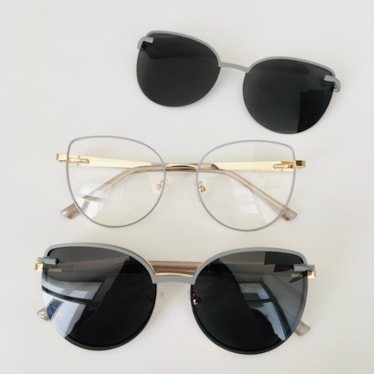 Armação de óculos de grau - Friends Glow 6032 - azul claro com dourado clip on detalhe azul claro C4