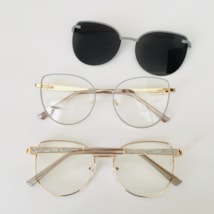 Armação de óculos de grau - Friends Glow 6032 - azul claro com dourado clip on detalhe azul claro C4