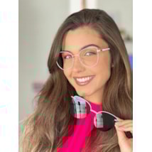 Armação de óculos de grau - Friends Glow 6032 - azul claro com dourado clip on detalhe azul claro C4