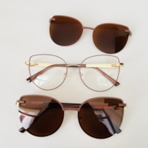 Armação de óculos de grau - Friends Glow 6032 - nude com dourado clip on nude lente marrom C2