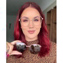 Armação de óculos de grau - Friends Glow 6032 - nude com dourado clip on nude lente marrom C2
