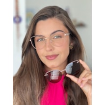 Armação de óculos de grau - Friends Glow 6032 - nude com dourado clip on nude lente marrom C2