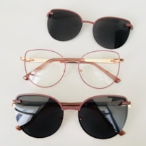 Armação de óculos de grau - Friends Glow 6032 - nude com rose gold clip on detalhe nude lente preta C3