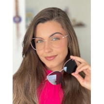 Armação de óculos de grau - Friends Glow 6032 - nude com rose gold clip on detalhe nude lente preta C3