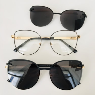 Armação de óculos de grau - Friends Glow 6032 - preto com dourado clip on preto C1