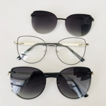 Armação de óculos de grau - Friends Glow 6032 - preto com prata clip on preto C5