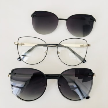 Armação de óculos de grau - Friends Glow 6032 - preto com prata clip on preto C5