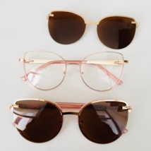 Armação de óculos de grau - Friends Glow 6032 - Rose gold clip on detalhe Rose gold lente marrom C7