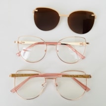 Armação de óculos de grau - Friends Glow 6032 - Rose gold clip on detalhe Rose gold lente marrom C7