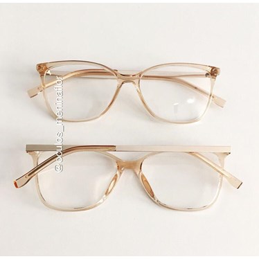 Armação de óculos de grau - Graziela - Dourado Transparente