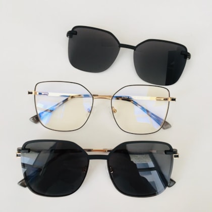 Armação de óculos de grau - Hadija 7024 - preto com dourado Armação de óculos de grau - Hadija 7024 - preto com dourado