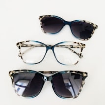 Armação de óculos de grau - Helena 0189 - animal print com azul C8 Armação de óculos de grau - Helena 0189 - animal print com azul C8