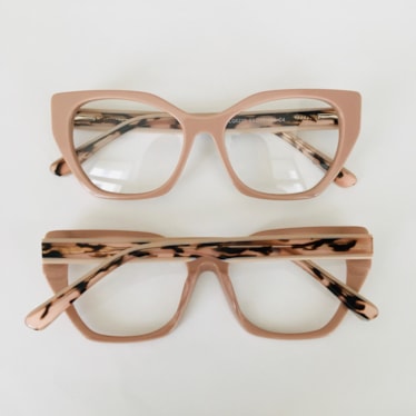 Armação de óculos de grau - Inês 6220 - Rose haste animal print rosado C4