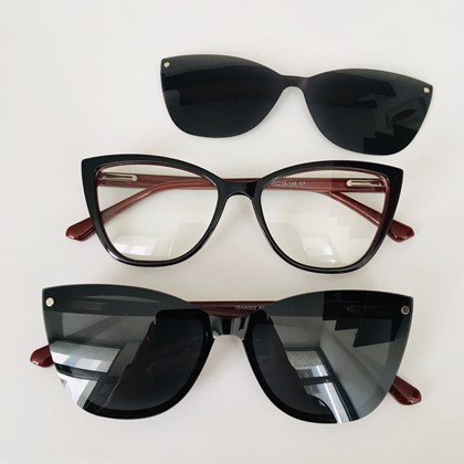 Armação de óculos de grau - Isa 8002 - preto com vermelho C7 Armação de óculos de grau - Isa 8002 - preto com vermelho C7