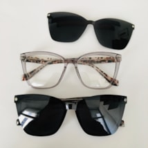 Armação de óculos de grau - Isa 8010 - cinza transparente haste animal print C5