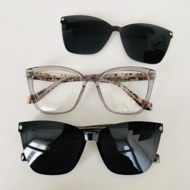 Armação de óculos de grau - Isa 8010 - cinza transparente haste animal print C5