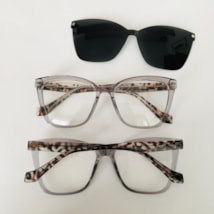 Armação de óculos de grau - Isa 8010 - cinza transparente haste animal print C5