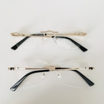 Armação de óculos de grau - Ivone 3 pontos código 64 - dourado detalhe preto e branco c1