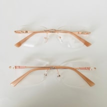 Armação de óculos de grau - Ivone 3 pontos código 64 - rose gold detalhe branco e rose c3