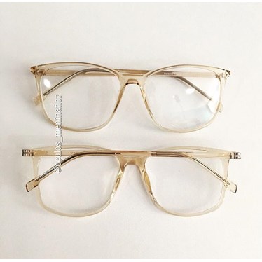 Armação de óculos de grau - Jasmine quadrada - Dourada Transparente