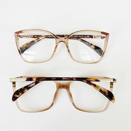 ARMAÇÃO DE ÓCULOS DE GRAU - JOANA QUADRADO 7062/3820 - DOURADO TRANSPARENTE ARMAÇÃO DE ÓCULOS DE GRAU - JOANA QUADRADO 7062/3820 - DOURADO TRANSPARENTE