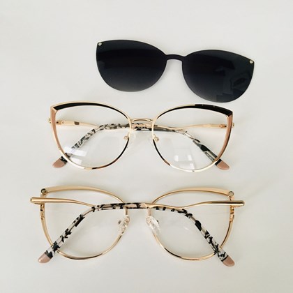 Armação de óculos de grau - Juliane C0131 - dourado detalhe preto e rose C6