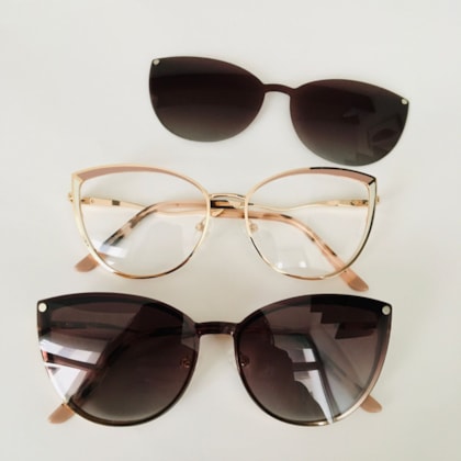 Armação de óculos de grau - Juliane C0131 - dourado detalhe Rose e branco lente marrom c8 Armação de óculos de grau - Juliane C0131 - dourado detalhe Rose e branco lente marrom c8
