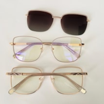 Armação de óculos de grau - Katarine 85007 - cinza com rose gold clip detalhe cinza C1