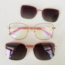 Armação de óculos de grau - Katarine 85007 - nude com rose gold clip detalhe nude C3