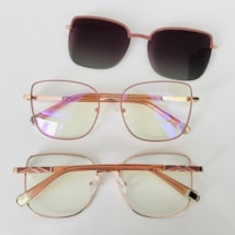 Armação de óculos de grau - Katarine 85007 - nude com rose gold clip detalhe nude C3