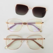 Armação de óculos de grau - Katarine 85007 - Rose com dourado clip detalhe rose C8