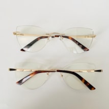 Armação de óculos de grau - Kelly 3 pontos cod 5060 -  dourado detalhe marrom e branco C7