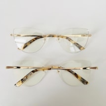 Armação de óculos de grau - Kelly 3 pontos cod 5060 - dourado detalhe nude e marrom C5