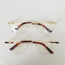 Armação de óculos de grau - Kelly 3 pontos cod 5060 -  dourado detalhe preto e vermelho C3