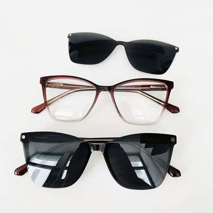Armação de óculos de grau - Keyla 8004 - Marrom Transparência C2